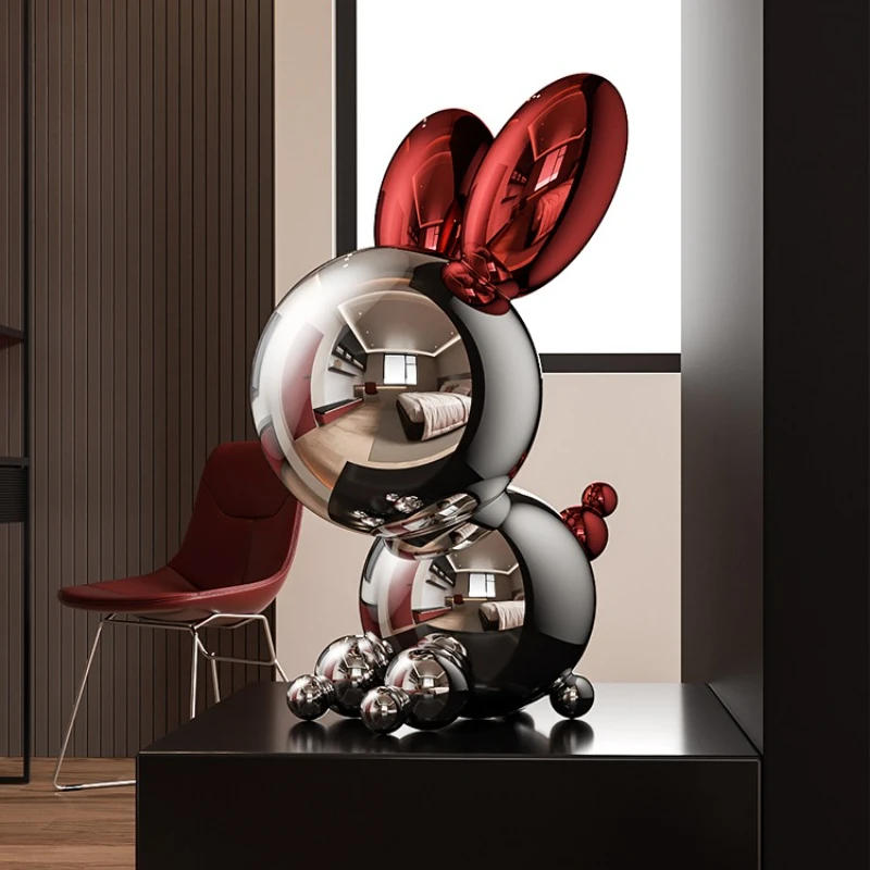 

Fashionable Stainless Steel Rabbit Car Ornaments Creative Luxury Office Desk Crafts Modern Living Room TV Cabinet Decorations