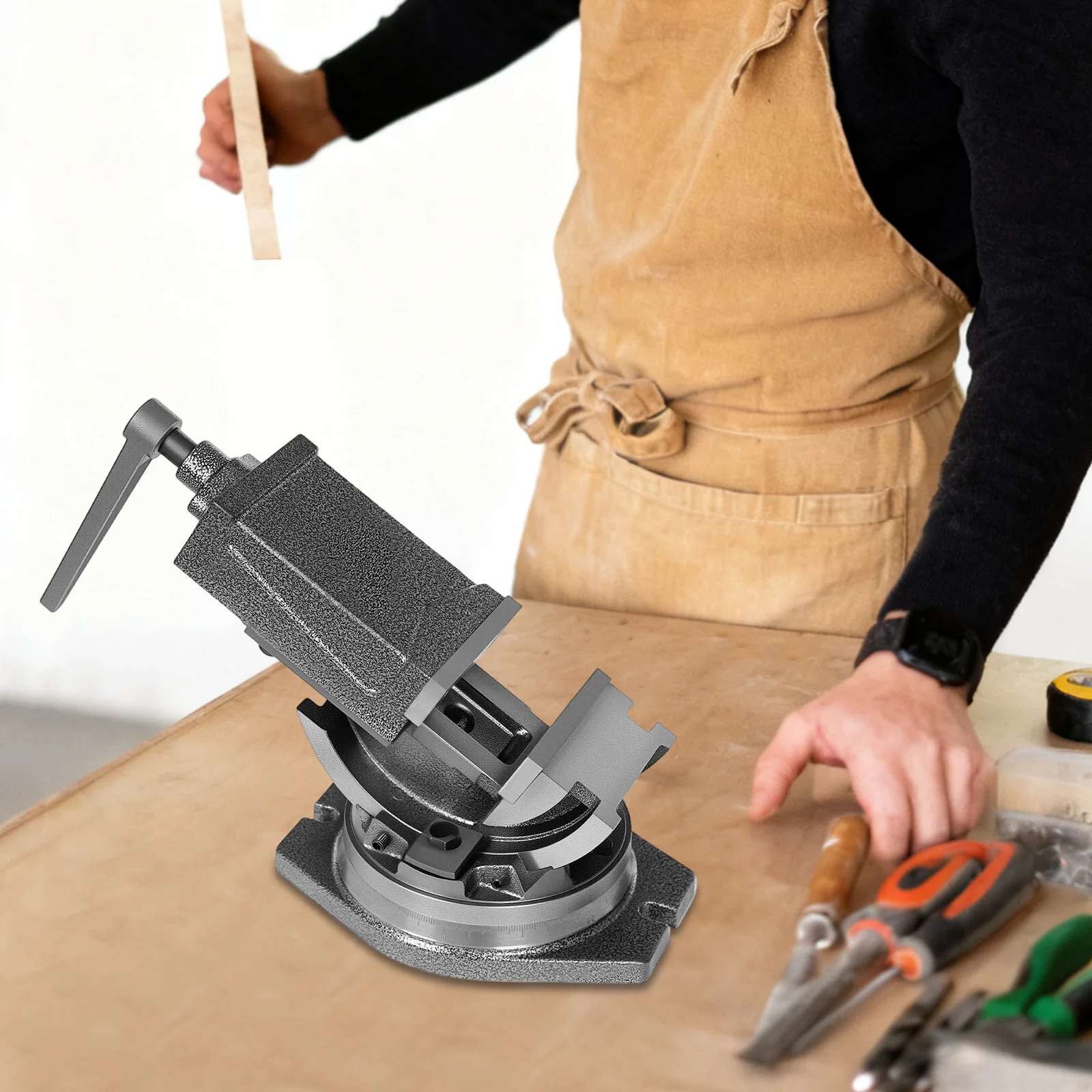 Manual Table Vice, 360° Rotatable, 0-90° Standard Scale, Machine Vice for Grinders, Milling Machines