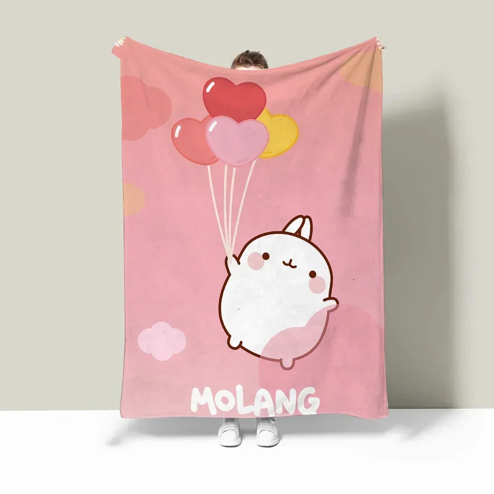 

Одеяло в стиле аниме, милое одеяло Molang для дивана, роскошное постельное белье, одеяла для кровати, украшение для дивана, пушистый плед, Cobija, мягкие до колена