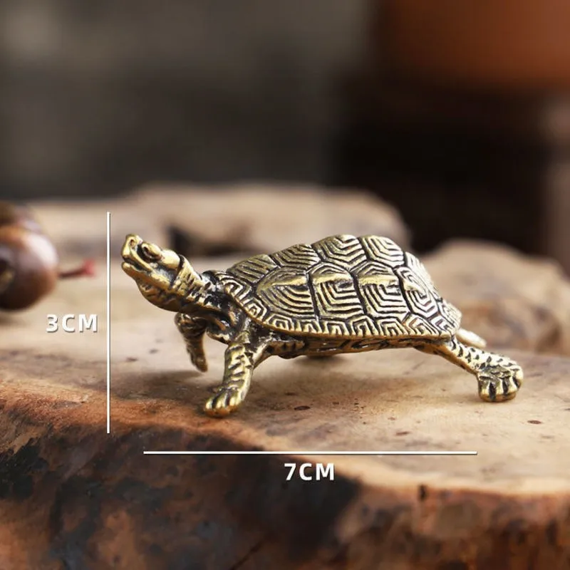 Pure Brass Copper Turtle Desktop Ornament Brass Decoration Cultural Craft m329
