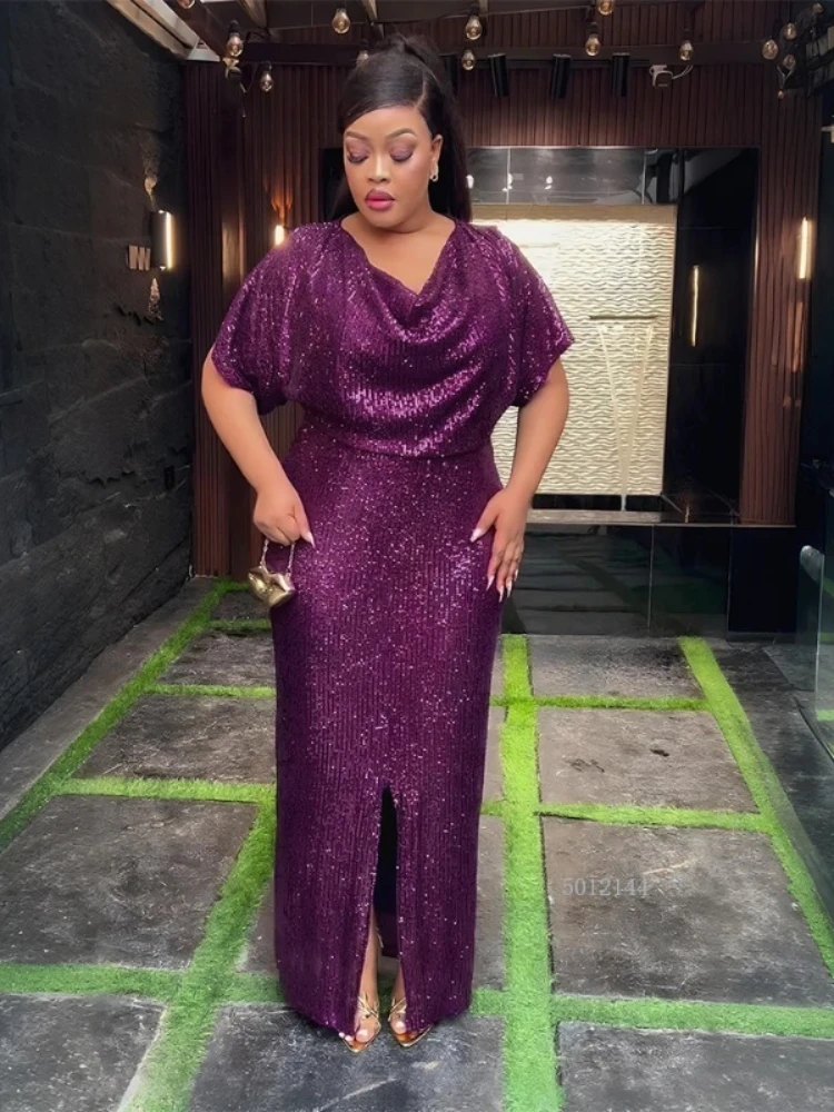 فستان ماكسي ترتر أفريقي بأكمام قصيرة ورقبة على شكل قلنسوة وفتحة أمامية وتصميم ثوب مسائي لحفلات الزفاف والجاز والحفلات الرسمية #2