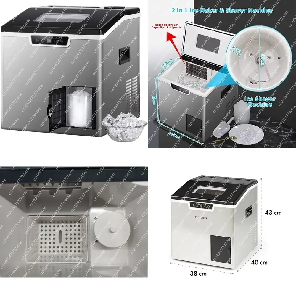 Stainless Steel Electric Ice Maker Shaver Manual/Auto Filling 20kg Capacity Cube Shaped LED Ice Making Machine Hotel Use