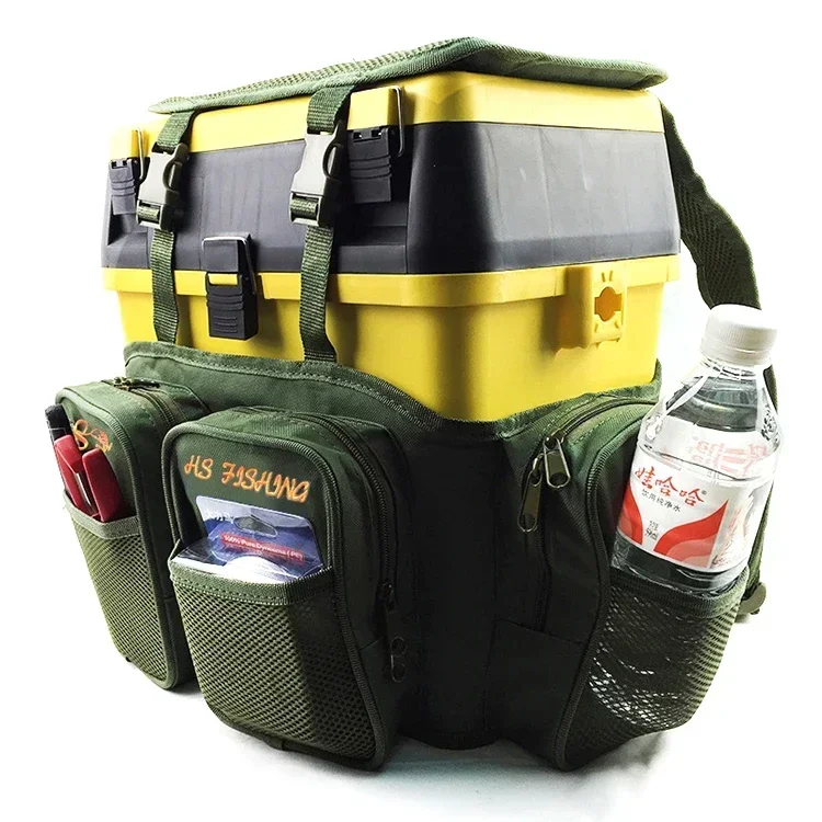 

Multifunctional nylon Waterproof backpack outdoor sport fishing seat box with outside bag