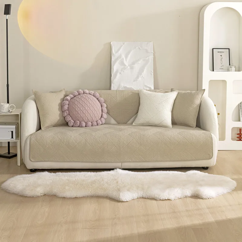 غطاء أريكة قطني قابل للغسل لغرفة المعيشة ، حصيرة أريكة مانعة للانزلاق ، أريكة بار أفقية ، وسادة على شكل حرف L ، لون خالص ، منزل