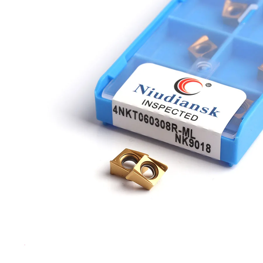 

Токарные инструменты с ЧПУ 4NKT060308R-ML NK9018, двухсторонние фрезерные вставки из нержавеющей стали с быстрой подачей, 10 шт.