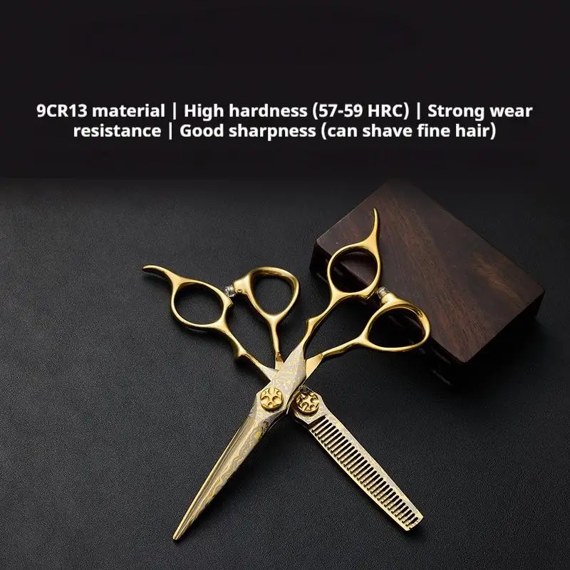 

Professional Hair Scissors Barber Set 6inch 9CR Stainless Steel Straight & Thinning Shears for Home Salon Hair Cutting Tools Kit