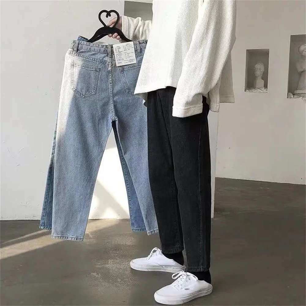 Korean Fashion Men Wide Leg Jeans 2022 Autumn New Streetwear Straight Baggy Denim Pants Male Brand Trousers men jeans