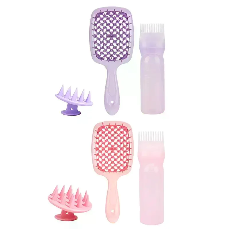 Professional Hair Washing Set Scalp Massage Brush Detangling Comb Shampoo Bottle For Voluminous Styling Women Daily Hair Care
