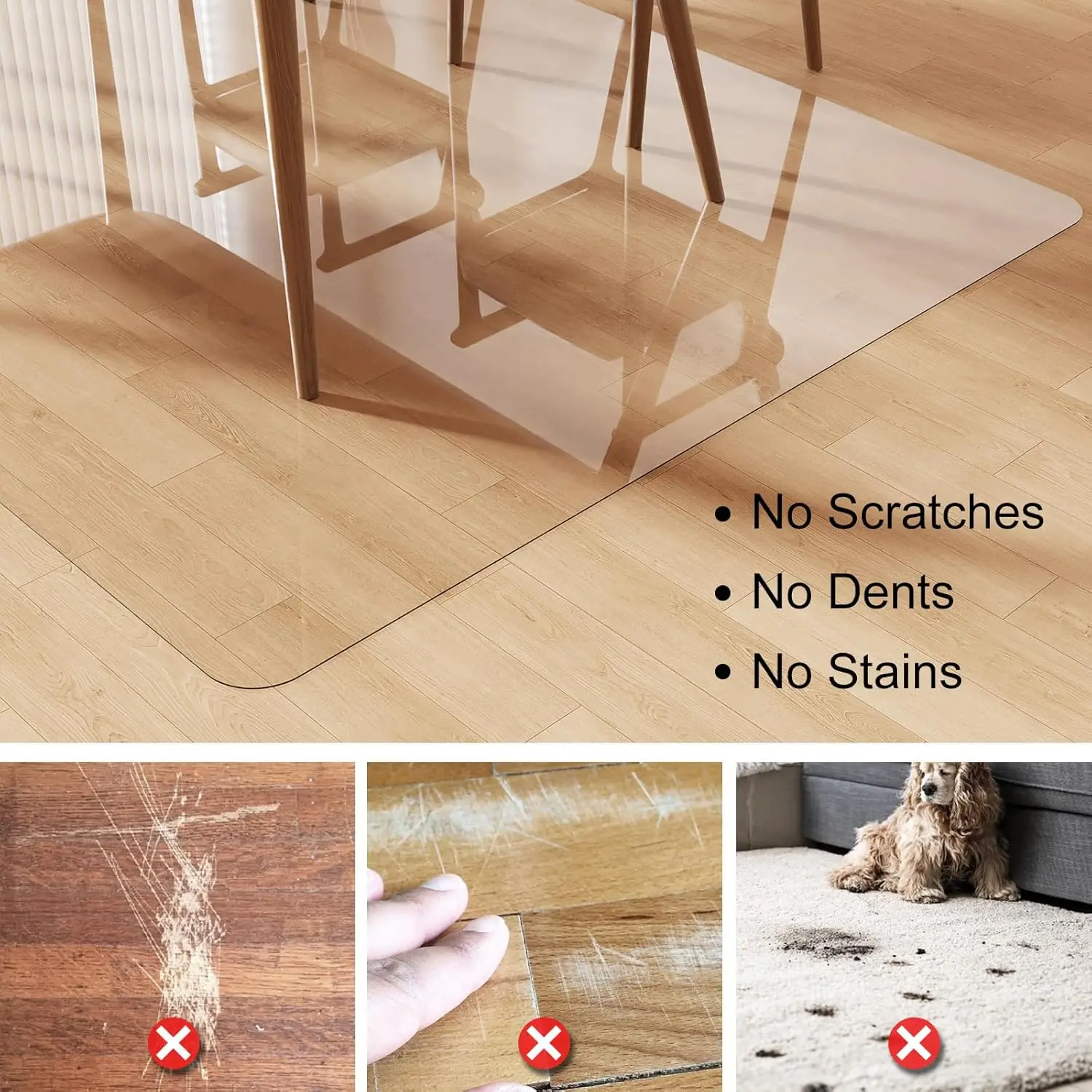 Crystal Clear Floor Mat 8×12ft, Upgraded Easy Flat Waterproof Vinyl Rug Cover, Large Stain-Resistant Plastic Area Rug Floor