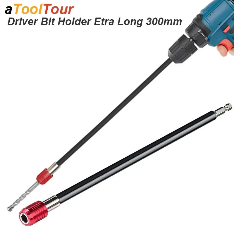 Drill Bit Holder Extension Magnetic Extra Long Shank Quick Release Driver 1/4inch Bar attachment Adapter Rod 300mm Hand Tool