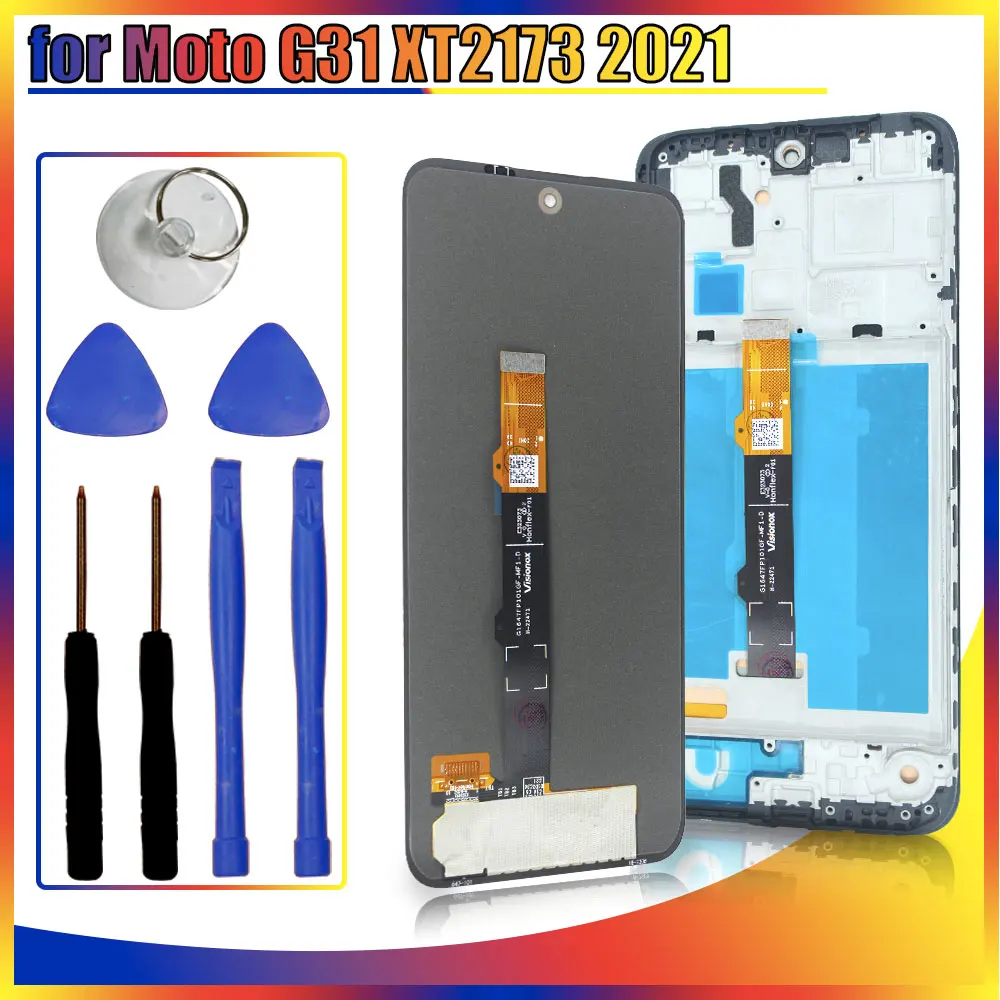 New LCD for Motorola Moto G31 2021 XT2173 LCD Display Touch Screen Assembly Replacement for Moto G31 XT2173-1 LCD  With Frame