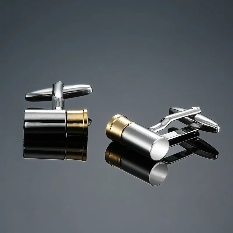 Bullet Shell Two Tone Gold Silver Steampunk Style Cufflinks for Men Cuff Links Wedding Business Shirt Accessories Gifts for Him