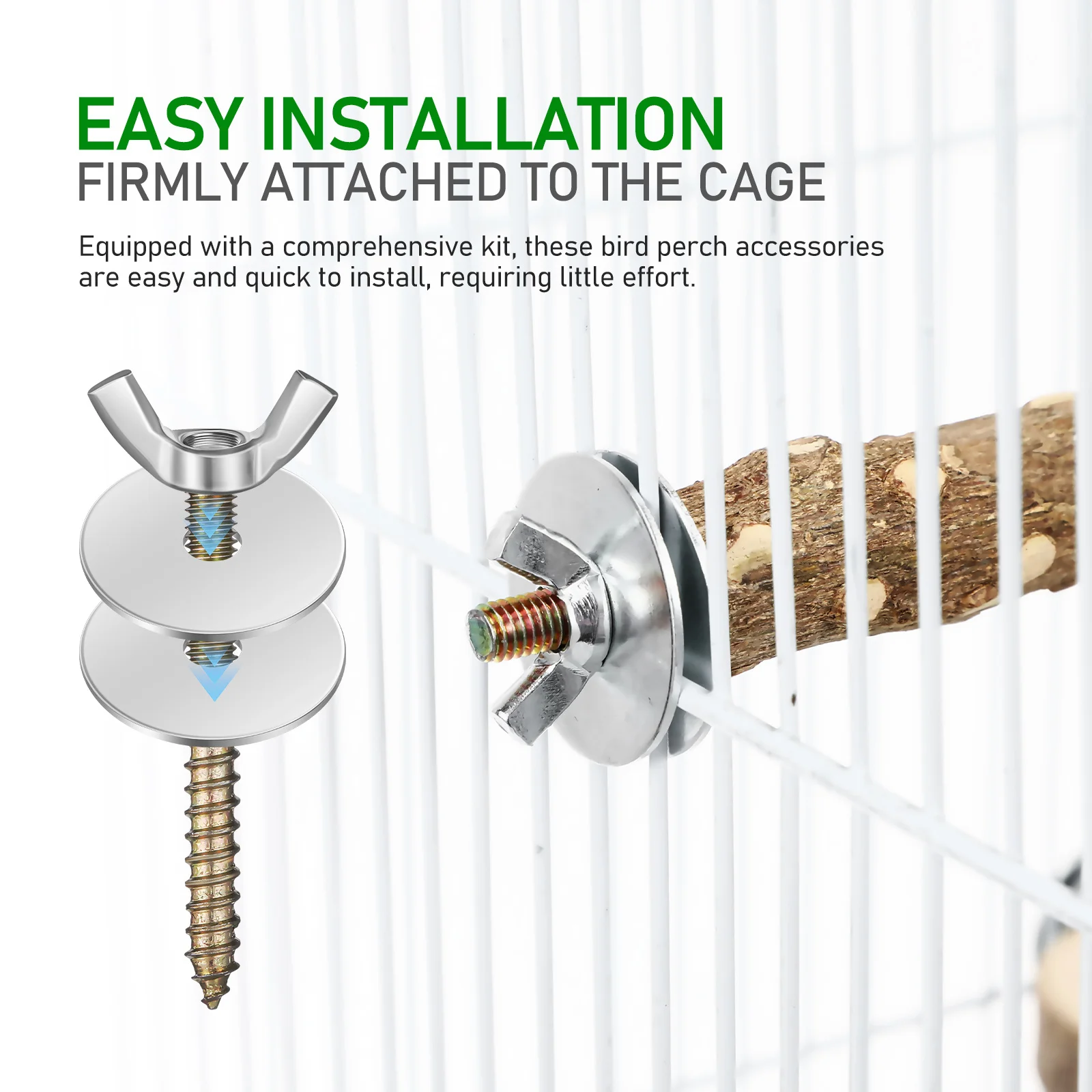 12Sets Perch Mounting Bolts Birdcage Hardware Screw Kit for Cage Stand Gasket Fixing Dual End Stable Connection