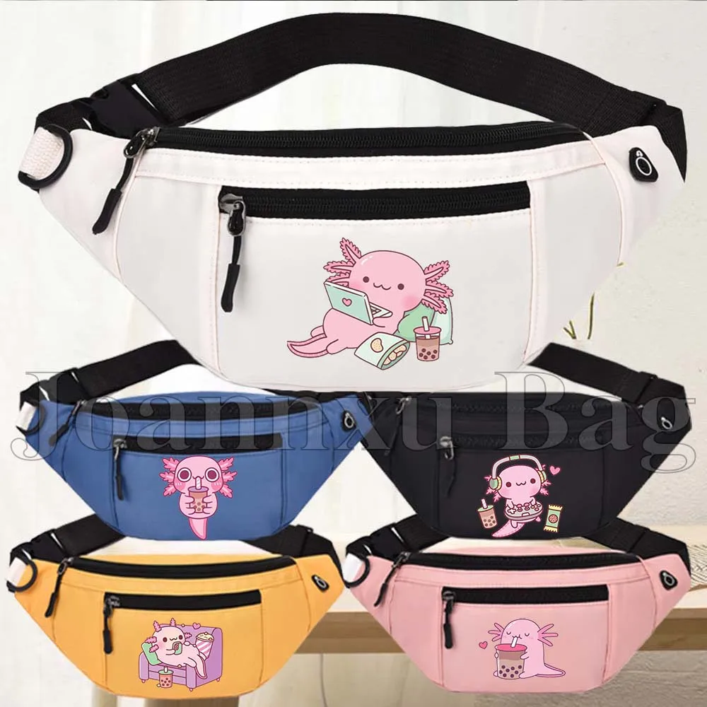 

Cute Cartoon Chilling Axolotl Men Women Fanny Pack Sports Workout Travel Running Crossbody Casual Wallets Waist Pack Phone Bags