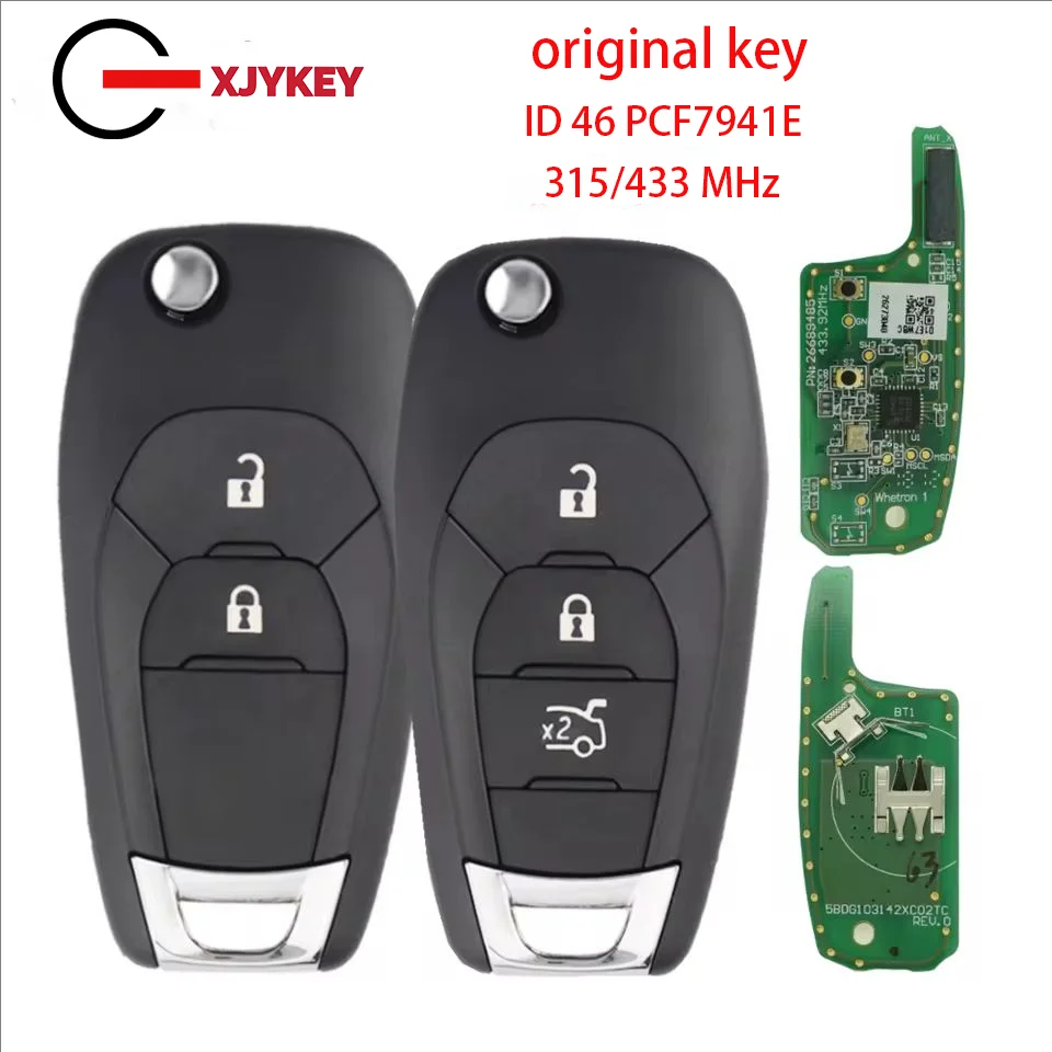

XJY Original OEM For Chevrolet Holden Colorado Cruze Sonic Trax Spark Aveo 315MHZ 433MHz ID46 PCF7941E Flip Remote Car Key