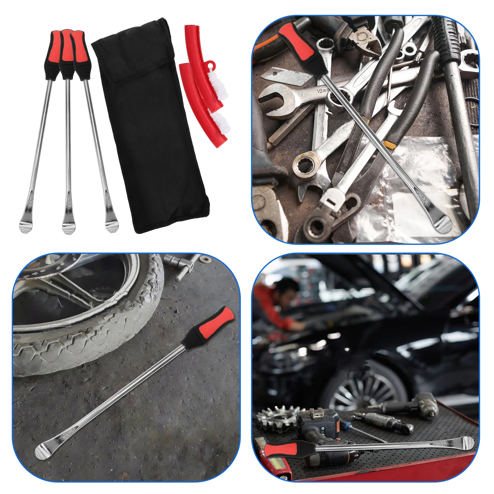 

Set Heavy Duty Aluminum Tire Spoon Kit for Motorcycle Repair Tools Rim Protection Tire Changing Supplies