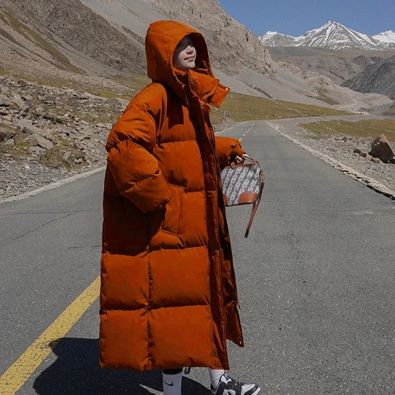Veste d'hiver 2025 nouveau manteau Long vers le bas vestes en coton coréen lâche mode coréenne manteau à bulles Buggy à capuche Parkas vêtements d'extérieur pour femmes