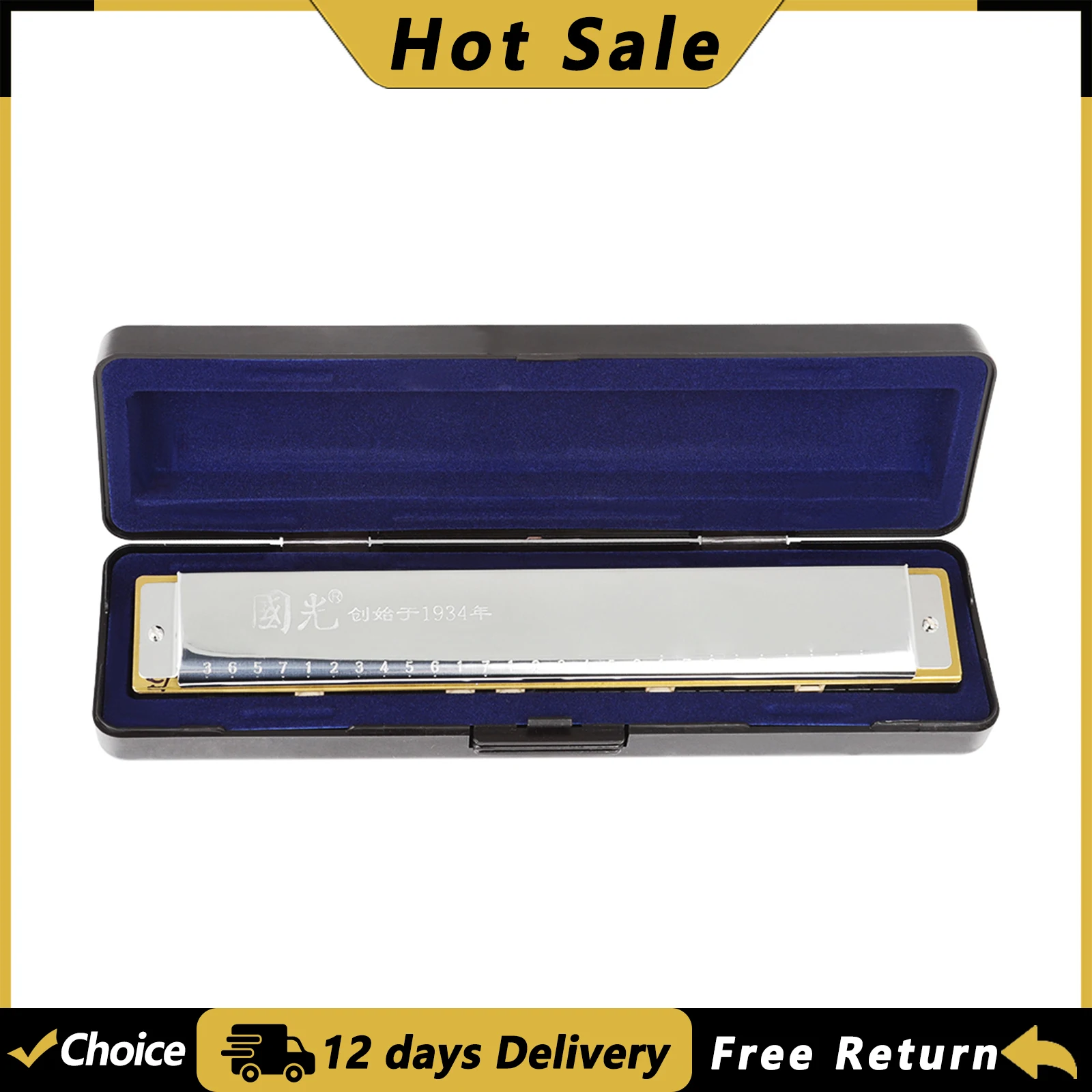 28-hole Polyphonic Harmonica C Key Wide Range Harmonica Suitable for Music Enthusiasts Woodwind Instrument with Case