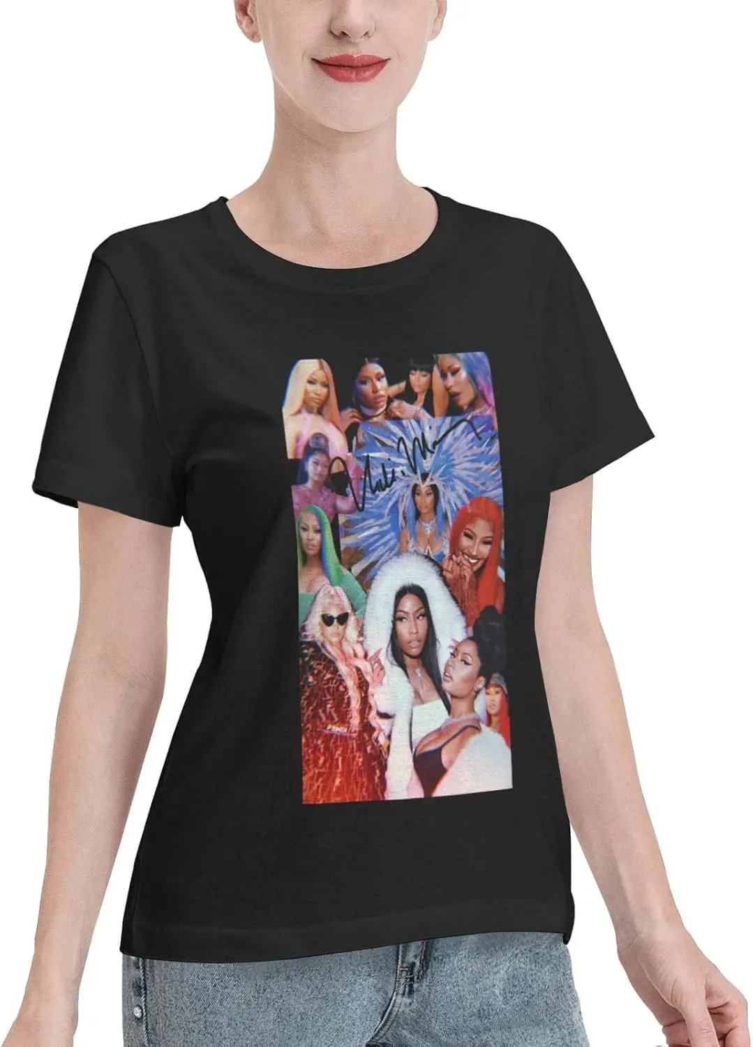 Nicki Rapper Singer Minaj T Shirt Summer Fashion Round Neck Short Sleeves Tops for Women