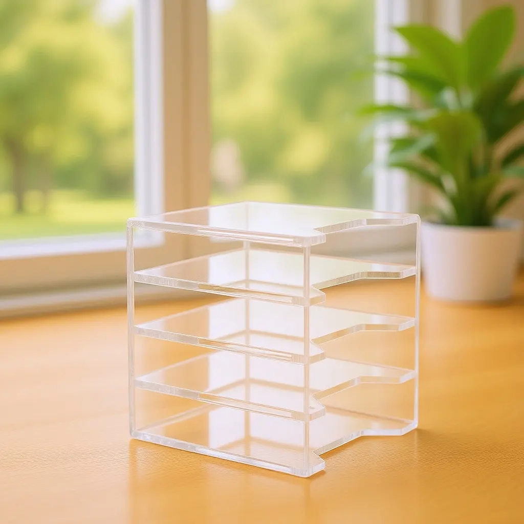 Acrylic Desktop Cell Phone Organizer Box Thickened 5 Compartments Clear Storage Rack Countertop Phone Holder Office Meeting Room