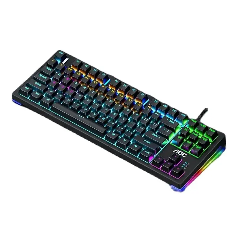 GK230 Wired Game Mechanical Keyboard 87 Keys Ergonomic Rgb Lighting Effect Backlight Gaming Mini Keyboard E-sports Office