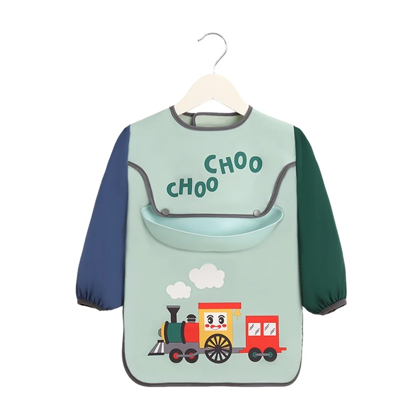 

Reusable Infant Eating and Painting Baby Food Bib Waterproof Feeding Long Sleeves Apron