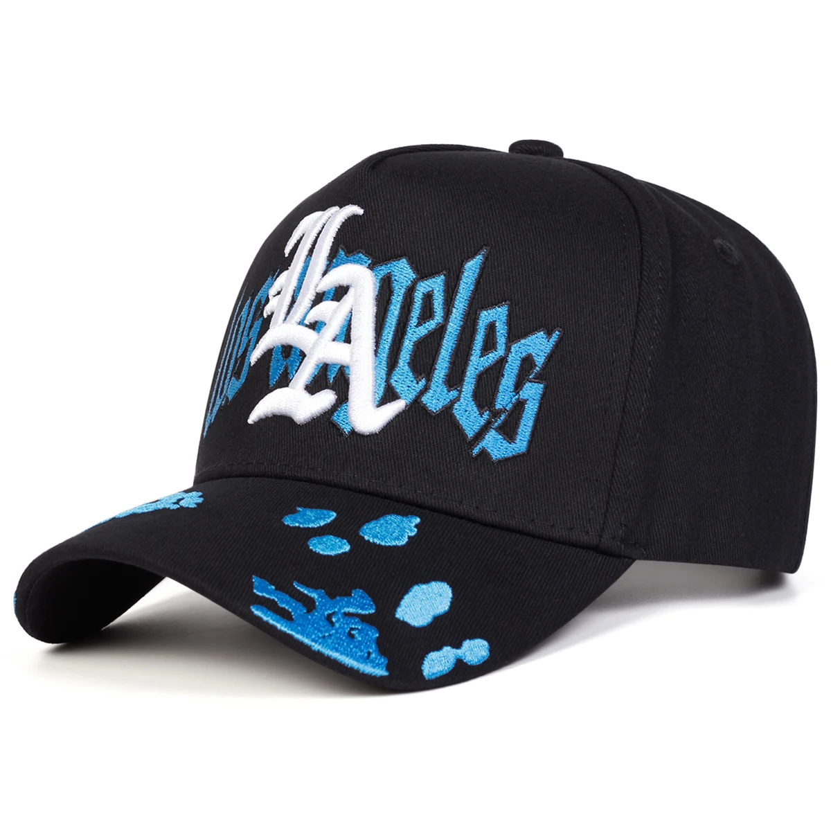 Unisex Gothic LA LOS ANGELES Baseballkappen mit Stickerei, Frühling und Herbst, für den Außenbereich, verstellbare Freizeithüte, Sonnenschutzhut, Sportkappe – Detail 3
