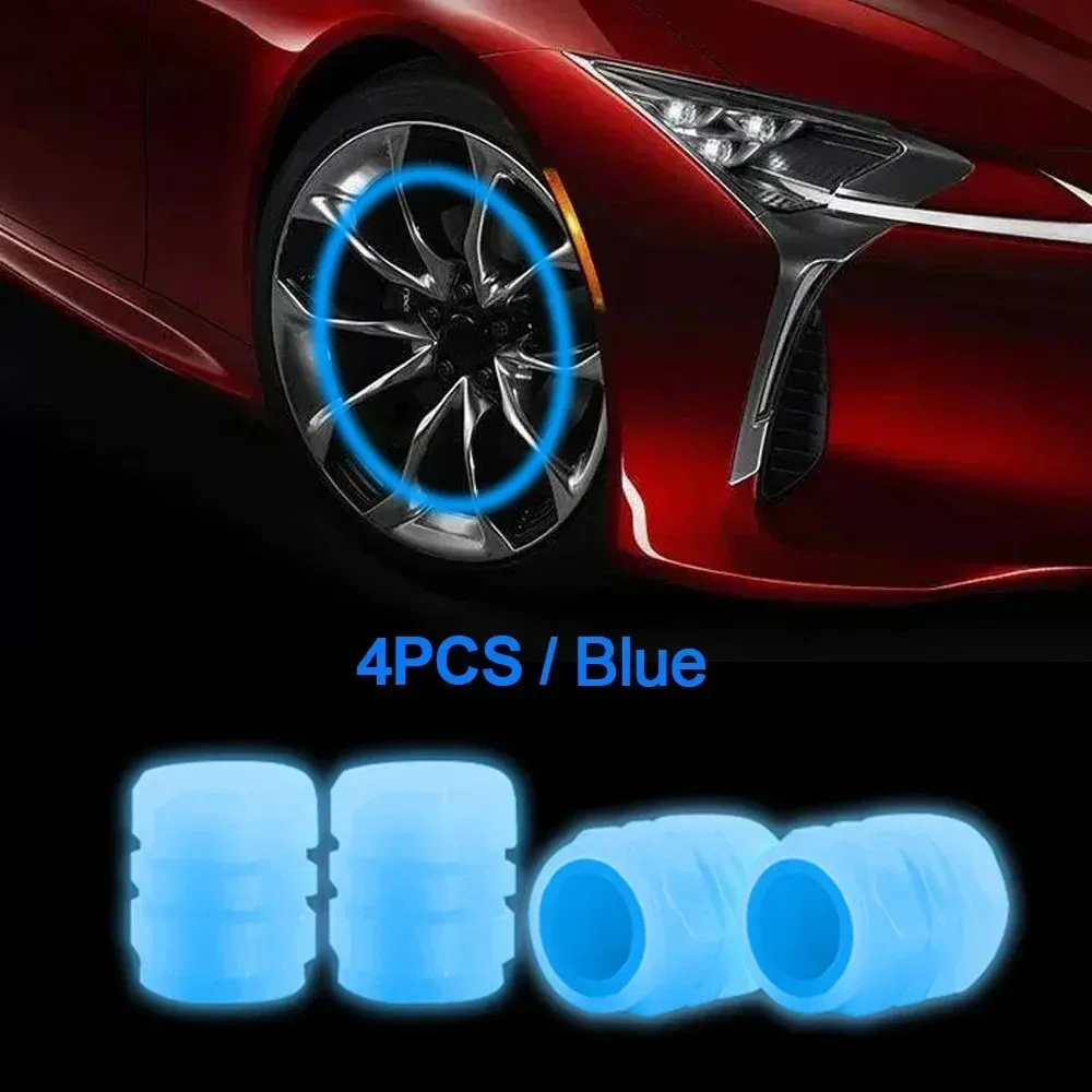 4 Stück Leuchtende Ventilkappen für Auto, Motorrad und Fahrrad - Fluoreszierende Nacht-Leuchtende Ventilschaftkappen zur Dekoration – Detail 11