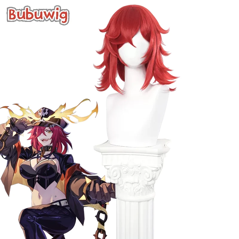 Bubuwig Synthetic Hair Caterina Cosplay Wigs Honkai: Star Rail Caterina 100cm Women Long Straight Red Cos Wig Heat Resistant