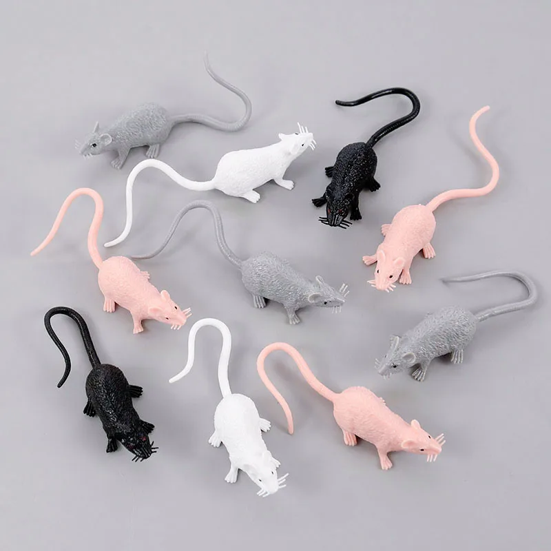 

10Pcs Fake Small Rat Lifelike Mouse Model Prop Practical Jokes Funny Toy Scary Halloween April Fools Toy Plastic Animals Figures