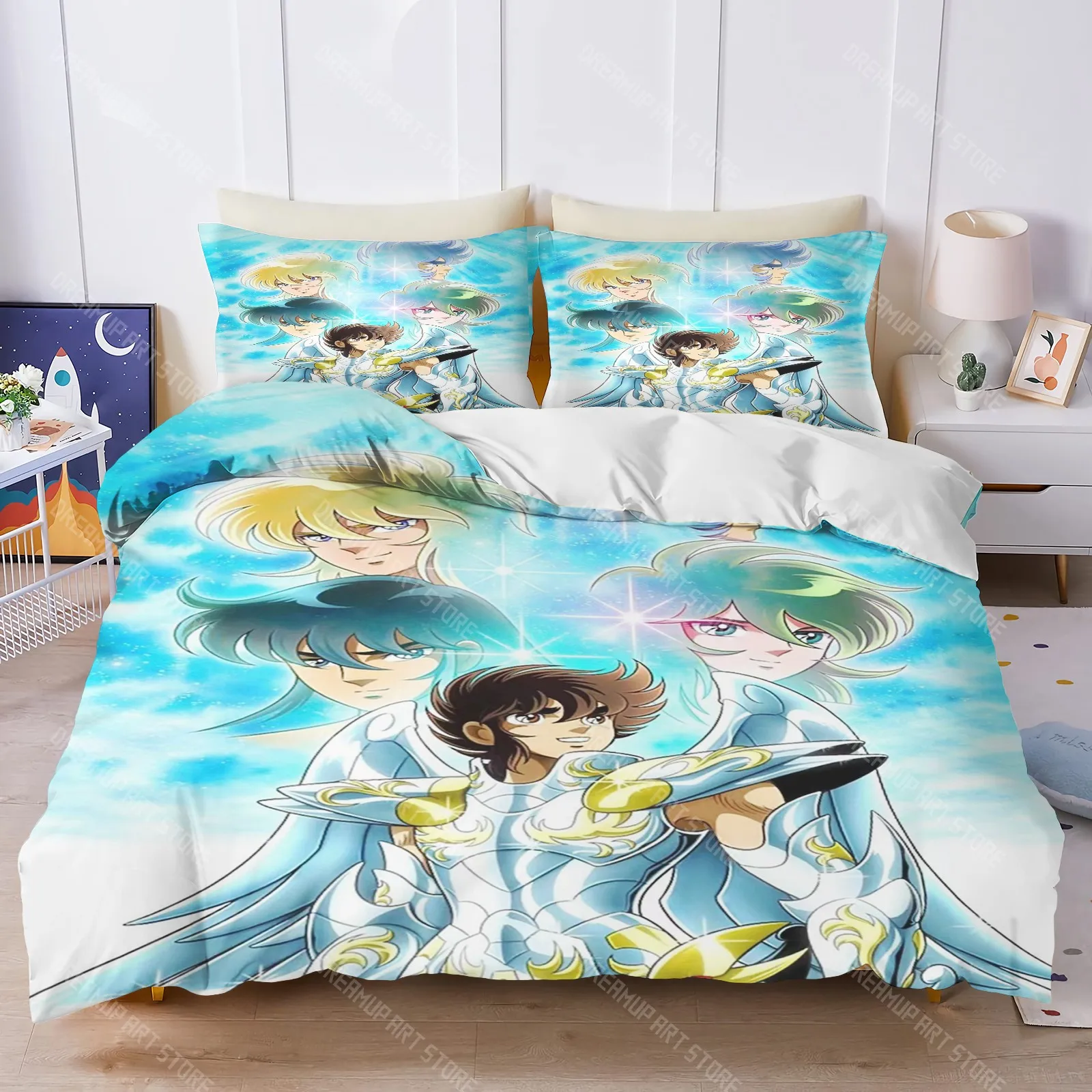 3D Printed Saint Seiya Bedding Set for Boys Girls Duvet Cover And Pillowcase Included Twin Queen King Full Single Double Sizes