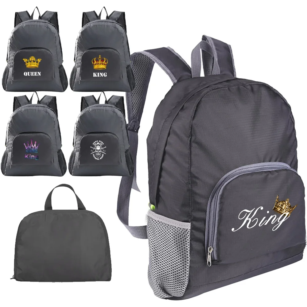 

Fashion Simple King Printing Lightweight Folding Backpack Hiking Ultra-light Travel Sports Storage Backpack