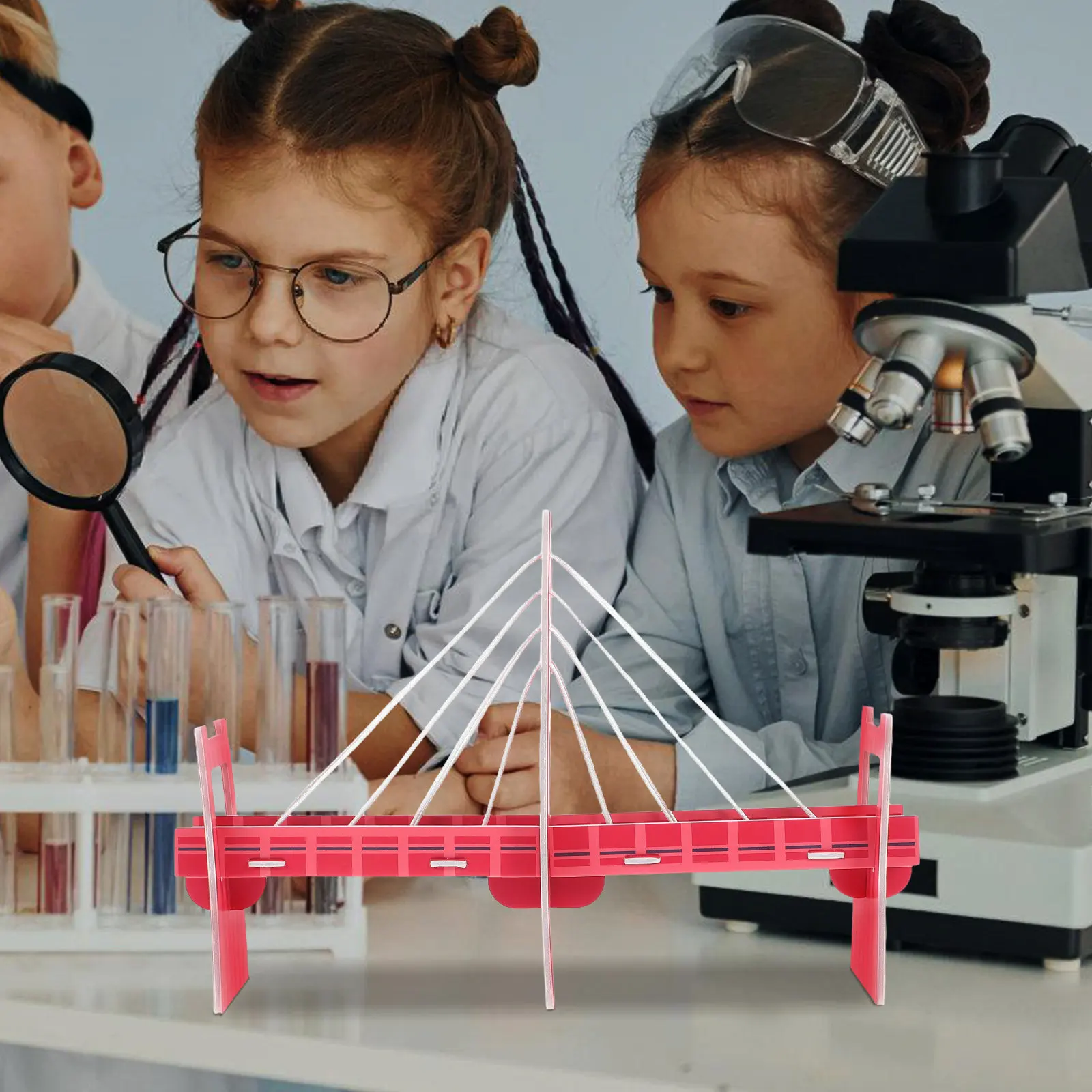 

2Pcs Cable Stayed Bridge DIY Handmade Assembly Kit Kids Science Experiment Set Educational Creativity Learning