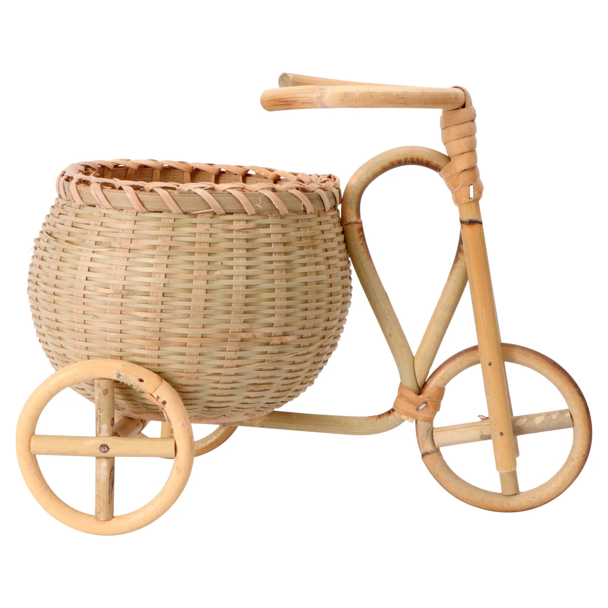 

Premium Bamboo Storage Basket Tricycle Shape Handmade Container Fruit Food Holder Home Kitchen Decoration Woven Storage