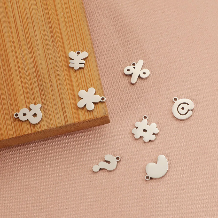 

5Pcs 304 Stainless Steel Question Mark Percent Sign Flower Charms Pendants Tags Diy Jewelry Findings Accessoires