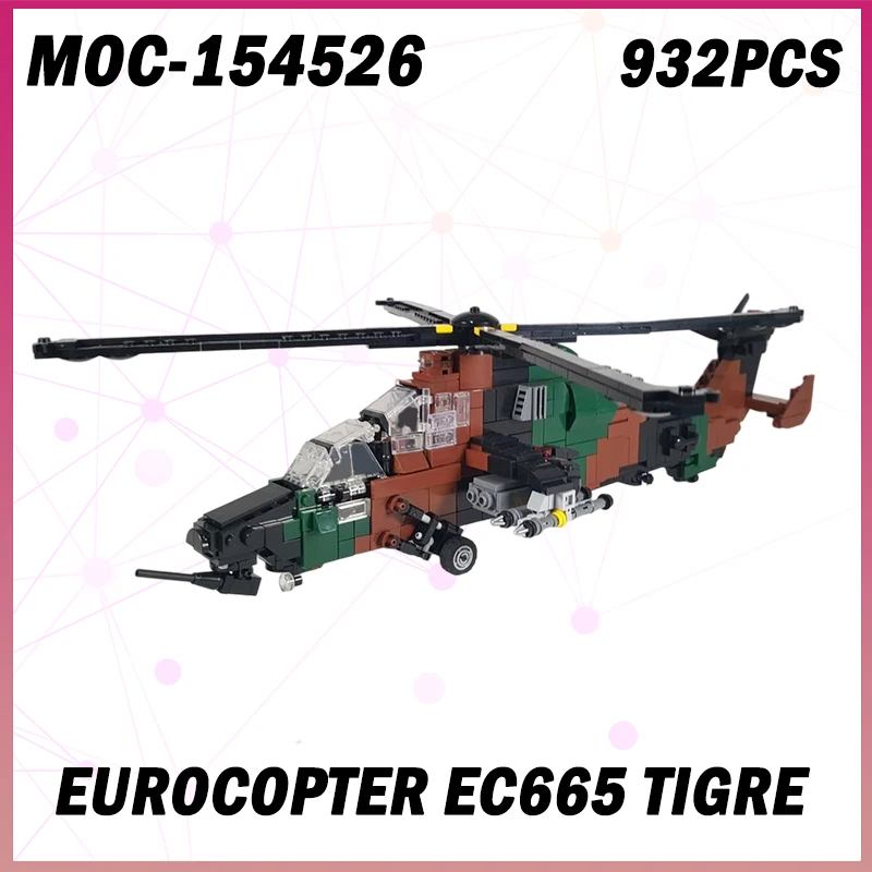 

932 шт. MOC-154526 классический истребитель серии Eurocopter EC665 Tigre строительные блоки модели вертолетов боевые войска детские подарки