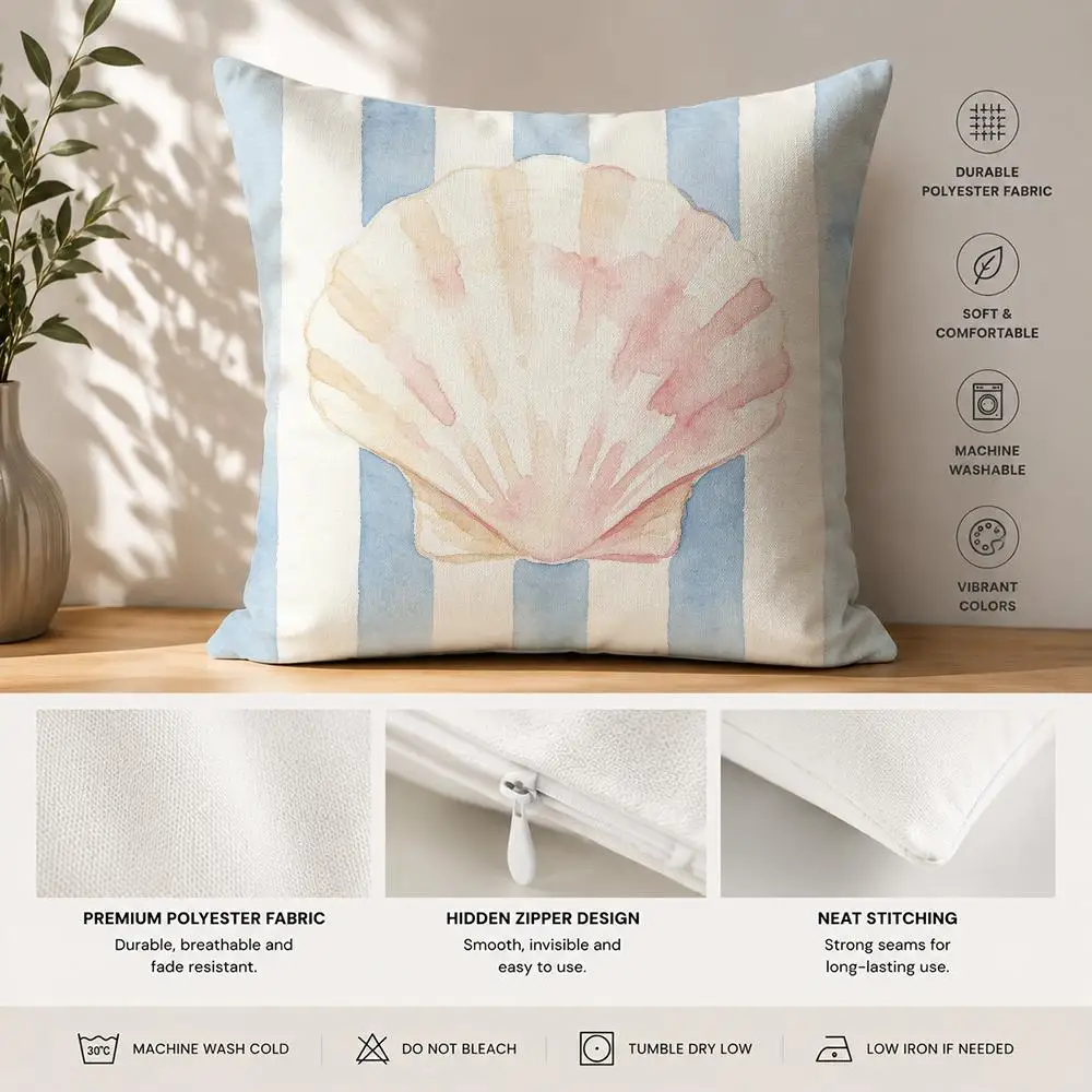 Watercolor Marine Life Cushion Cover 40x40cm Square Decorative Sofa Cushion Cover Bedroom Living Room Home Decor Gift