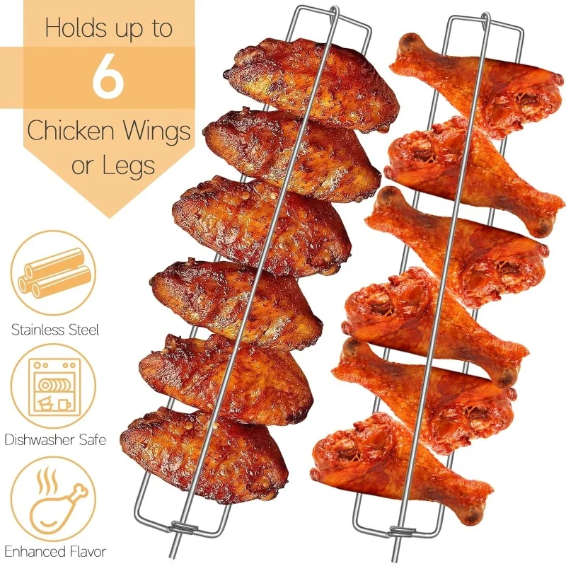 Chicken Wing BBQ Fork,Wing Rails for Grilling Chicken Wings,BBQ Grilling Tool Set for Outdoor Picnic Camping Barbecue for Home