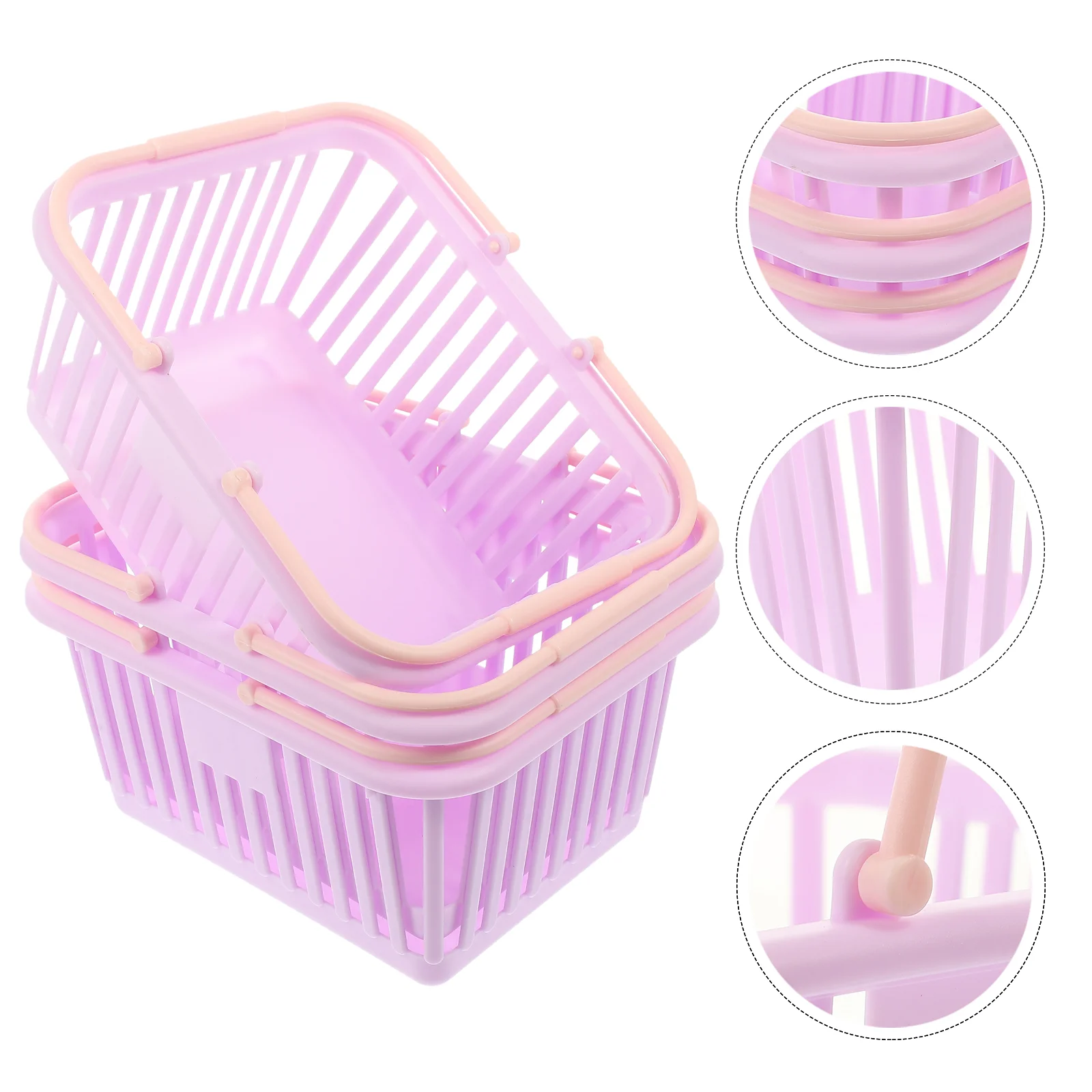 

3 Pcs Storage Baskets Bathroom for Organizing Shopping Table with Handles Lavender Shower Plastic