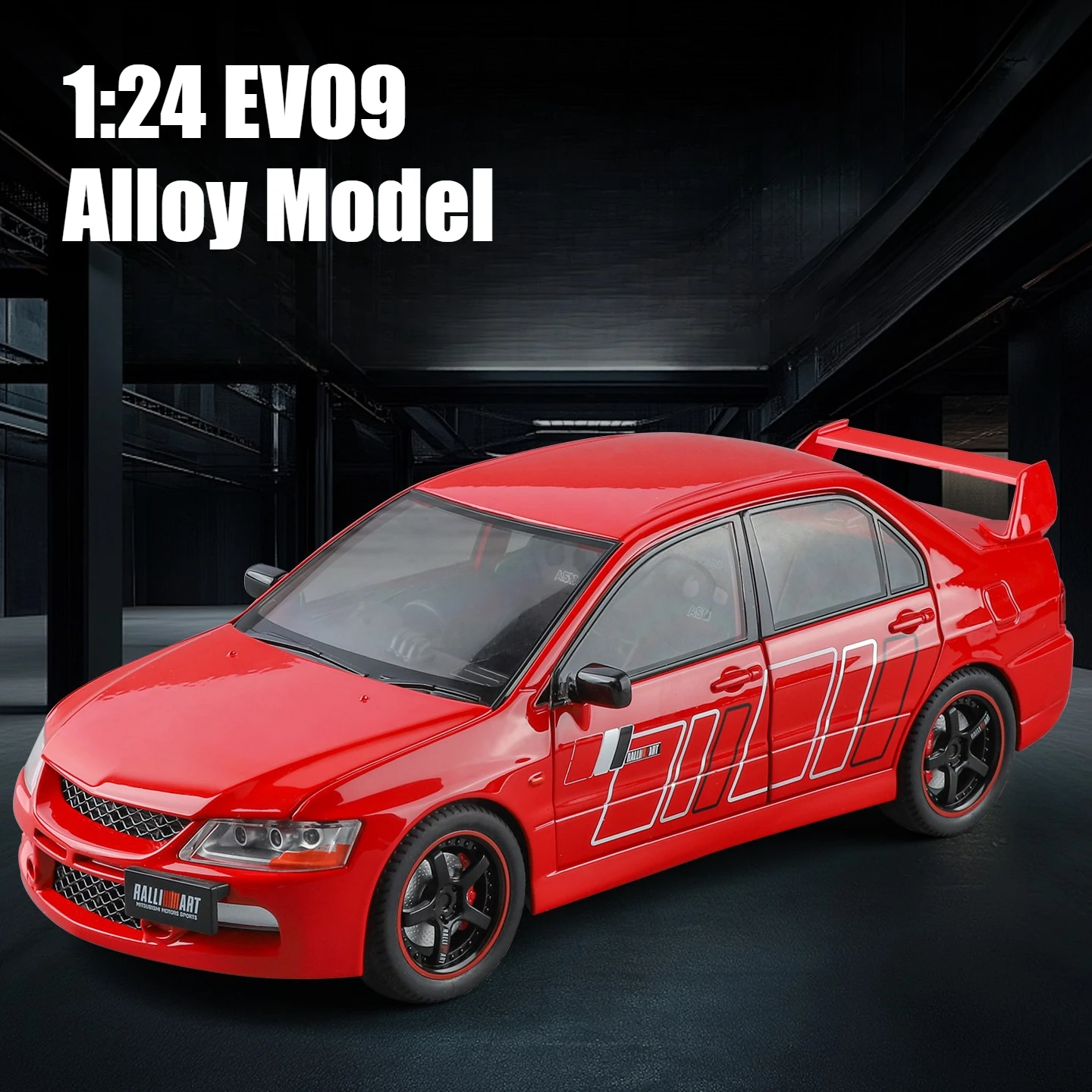 1:24 EVO9 Sticker Version Simulation Alloy Car Model Sound and Light Sound Effect Pullback Desktop Ornament Toy Gift