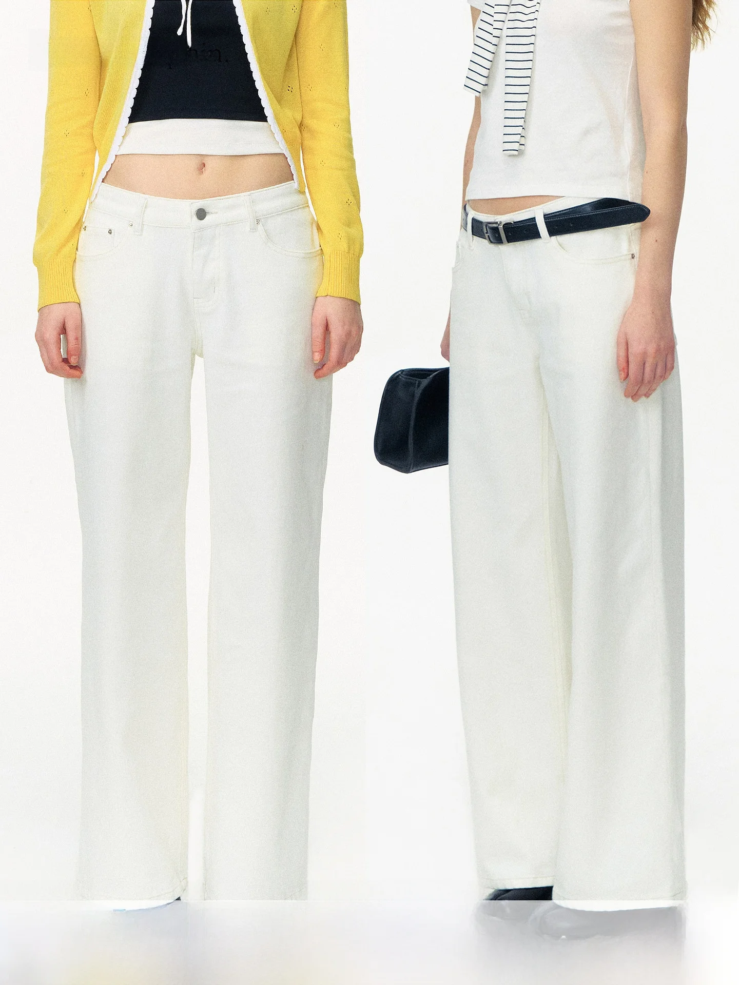 

Classic Straight Leg White Jeans Women's Versatile Slimming Jeans Cotton l Waist Zipper ket Spring 2026