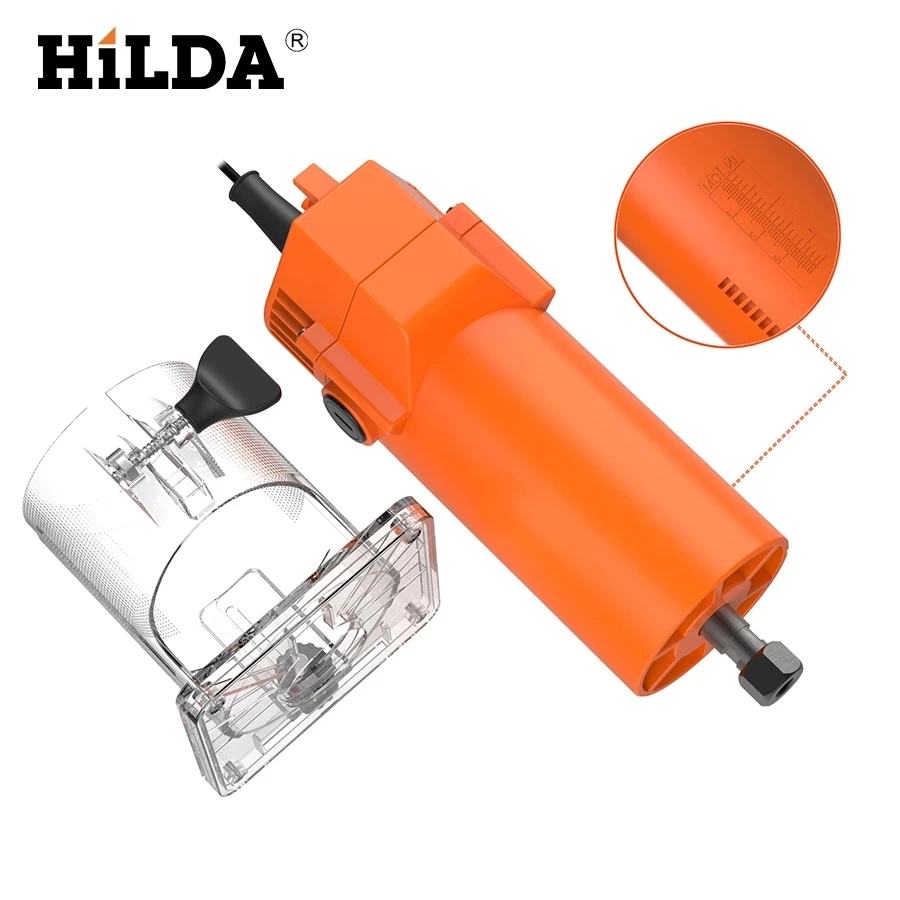 HILDA Electric Trimmer Wood Milling Engraving Slotting Trimming Machine Hand Carving Machine Wood Router Woodworking