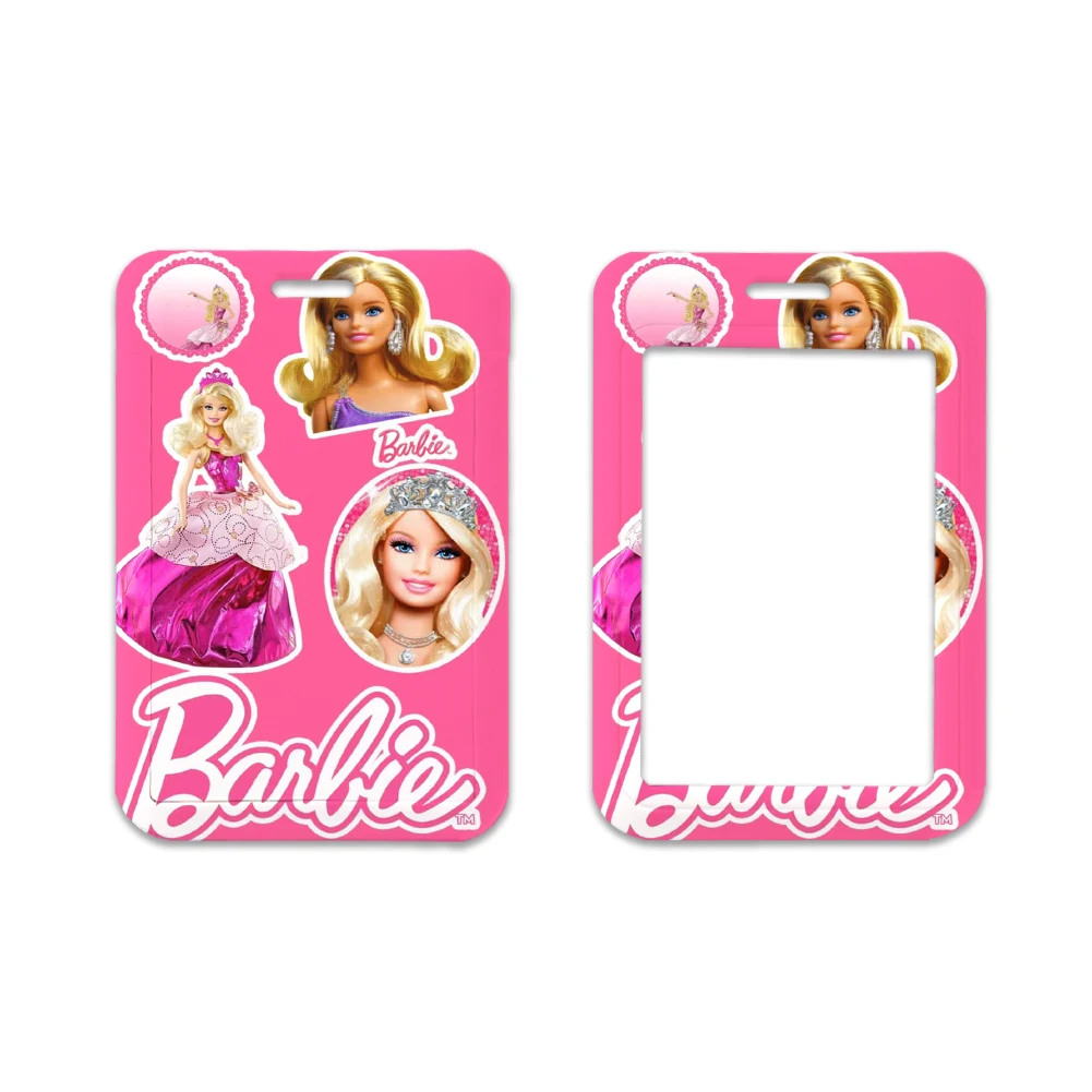 Porte-carte Barbie en polyester, lanière porte-carte d'identité, lanière mignonne filles femmes, porte-clés cadeaux