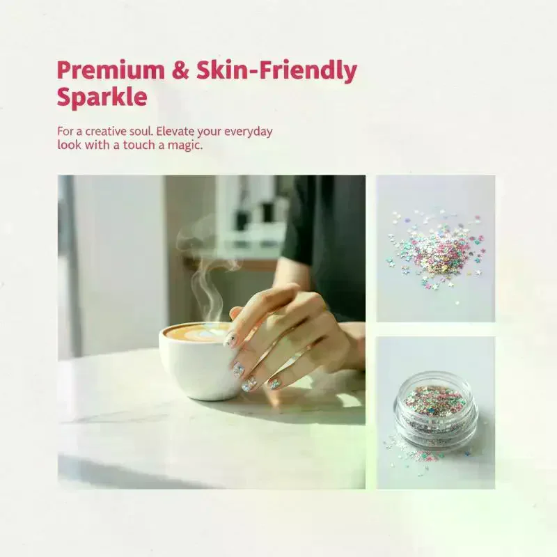 1 Box Mixed Star Sequin Five-pointed Star Nail Glitter Colorful Sparkle Nail Art Charm Decoration Manicure Accessories