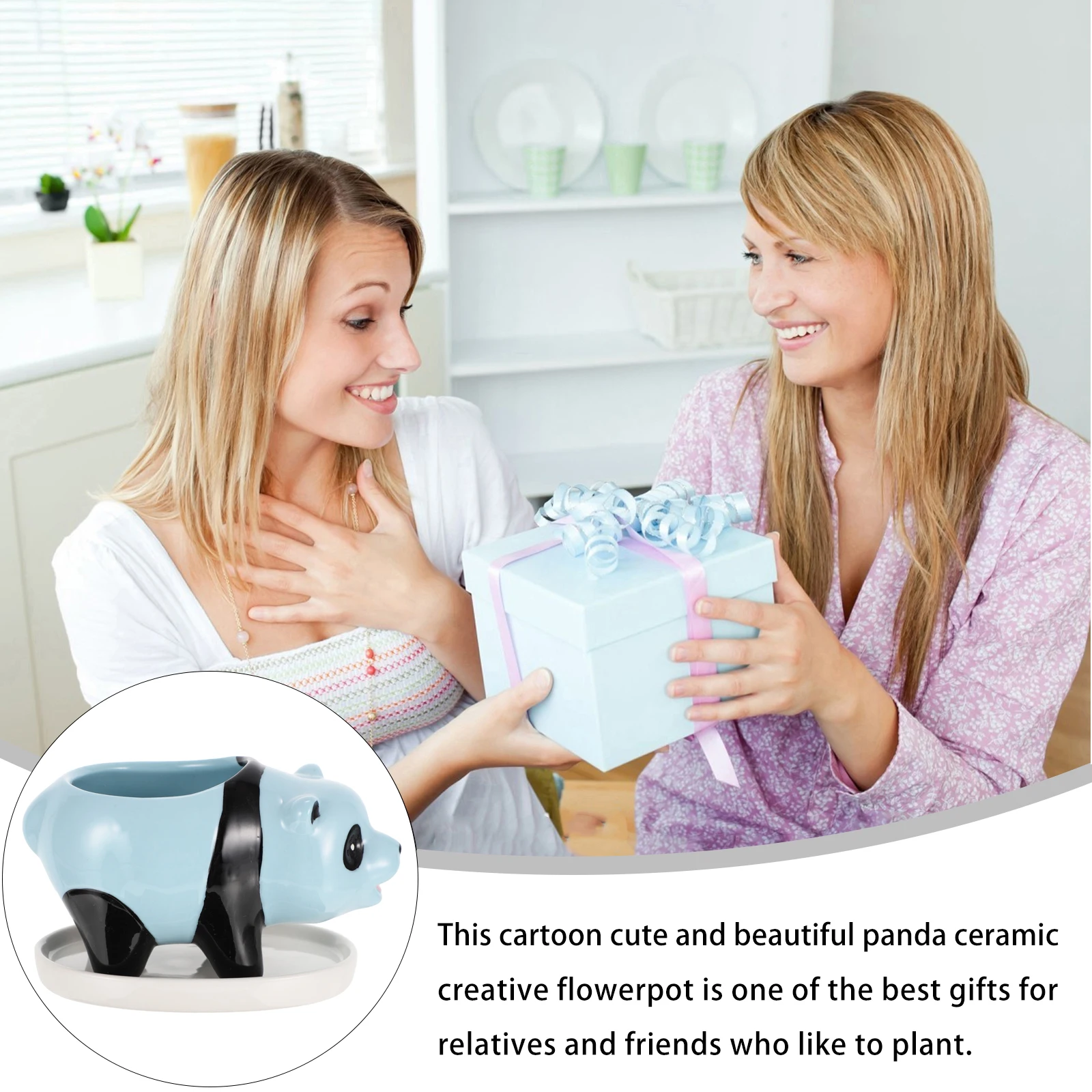 

1Pcs Panda Flower Pot Ceramic Cartoon Succulent Planter with Drainage Hole for Indoor Plants Decorative Home Garden Office Patio