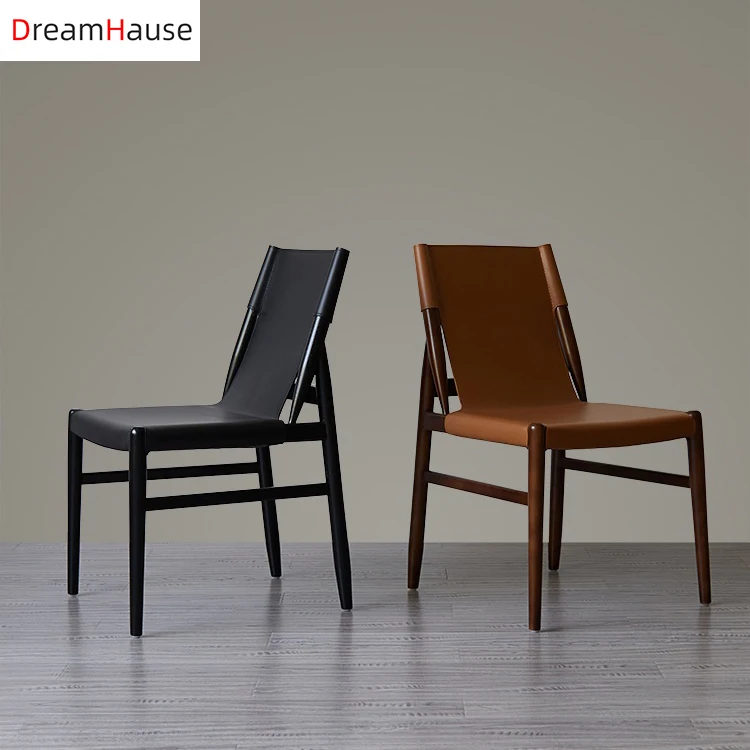 Dreamhause-Meubles de style nordique, ensembles de salle à manger modernes, chaise de café en bois avec coussin en cuir PU, vente en gros