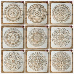 Pochoirs géométriques ronds Mandala pour peinture murale, grand format, 30x30cm, pour bricolage, scrapbooking, coloriage, gaufrage, modèle décoratif d'album