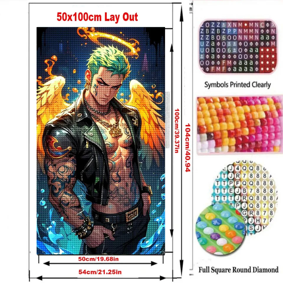 Large Size Japan Anime Boy Diamond Painting New 2024 Diy Full Square Round Diamond Mosaic Embroidery Cool clown Art Home Decor