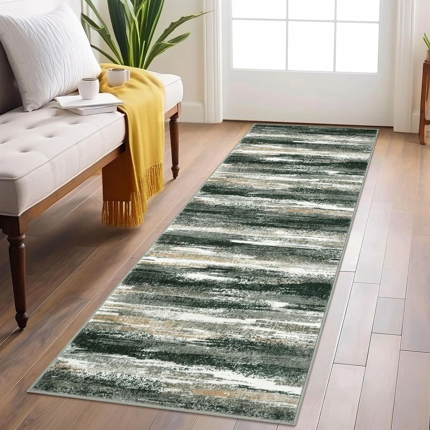 VIKAMA Modern Simple Long Strip Runner Rug Washable Non Slip Entrance Hallway Mat Home Decor Kitchen Floor Carpet Doormat
