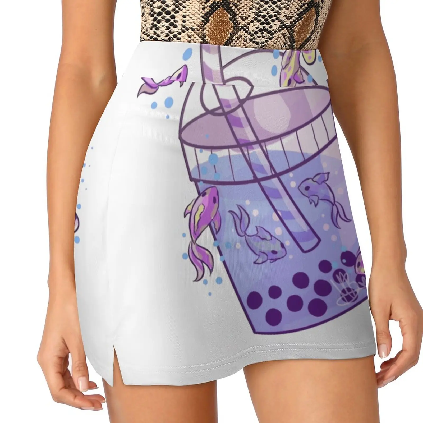 Boba Tea Fish Women's skirt Sport Skort Skirt With Pocket Fashion Korean Style Skirt 4Xl Skirts Boba Tea Bubble Tea Fish